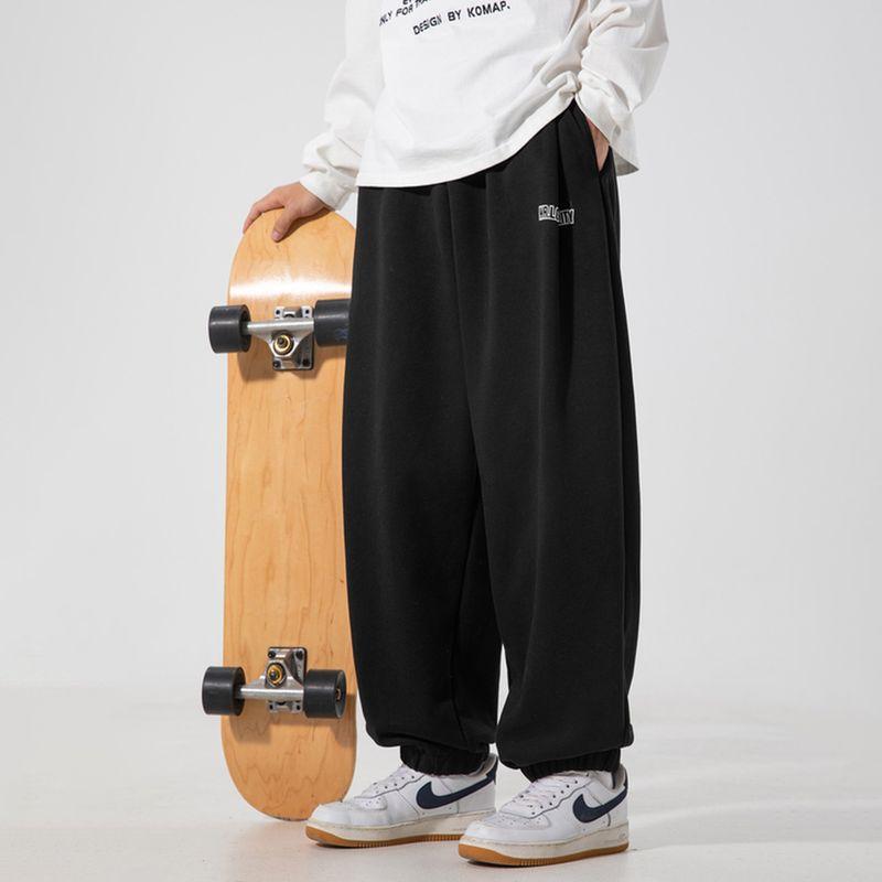 

Wassup Trendy Brand Heavyweight Sports Sweatpants Men s Pants Spring and Autumn New Loose Jogger Pants Casual Pants Straight-Leg Pants Black 3 XL