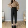 2022 Autumn Winter Korean Stytle Streetwear Vintage High Waist Casual Solid Color HaremWoolen Trousers Wool Straight Pants Women