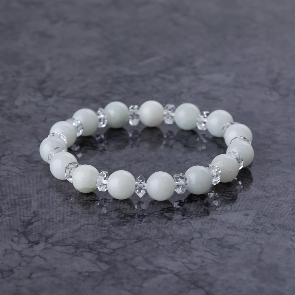 14cm Itoigawa Natural Jadeite White with Japanese National Jomon Power Stone Jadeite Workshop Special Paulownia Wood Quality Certificate ABR0877 (8mm