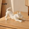 Minimalist Desktop Ornament for Office Cute Dog Pen Holder, 3D Printed Pencil Stand, Small Kawaii Puppy Figurine Rack Stretching Desk Organizer