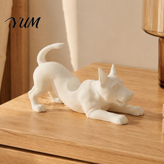 Minimalist Desktop Ornament for Office Cute Dog Pen Holder, 3D Printed Pencil Stand, Small Kawaii Puppy Figurine Rack Stretching Desk Organizer