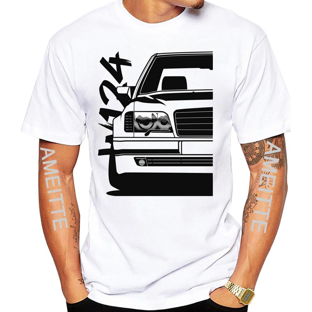 Neue Sommer Mode Unisex Kurzarm W124 E500 Zitat Schmutziger Stil T-Shirt Junge Sport Lässig Weiße Oberteile Oldtimer Hip Hop T-Shirts
