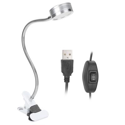 Luce a Pinza USB Temperatura Colore Calda Fredda Collo di Cigno Regolabile a 360 Gradi (Argento)