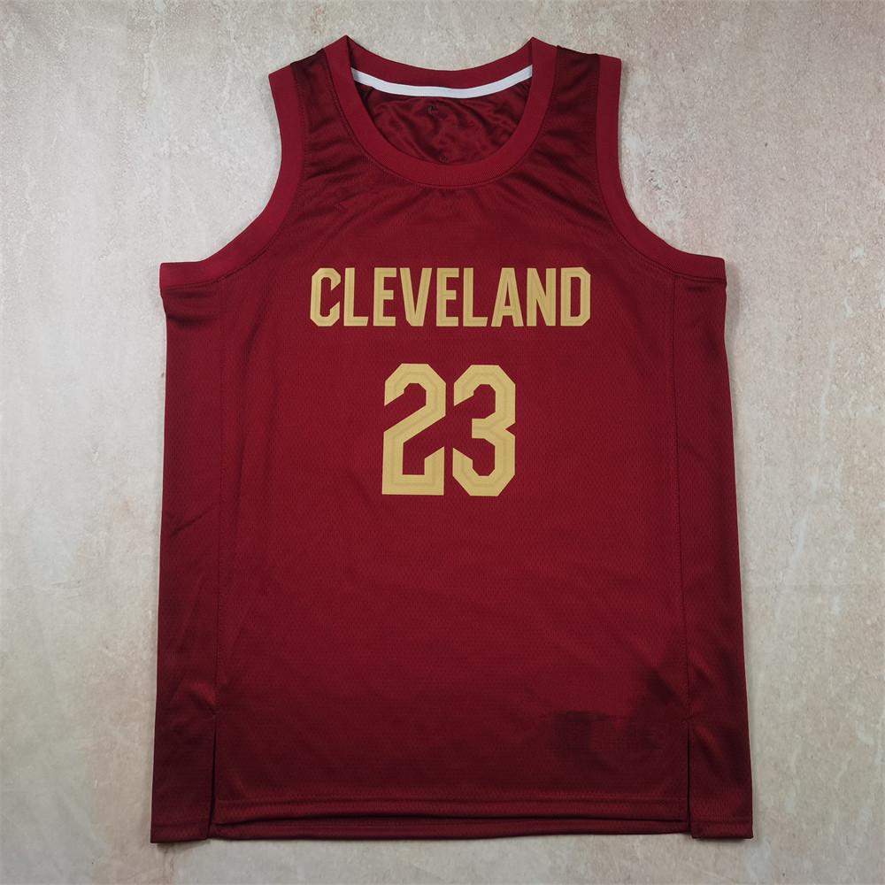 Cavaliers Basketball Jersey: Red #45 Mitchell, #10 Garland, #4 Mobley, Heat-Pressed James, Irving, Allen Edition