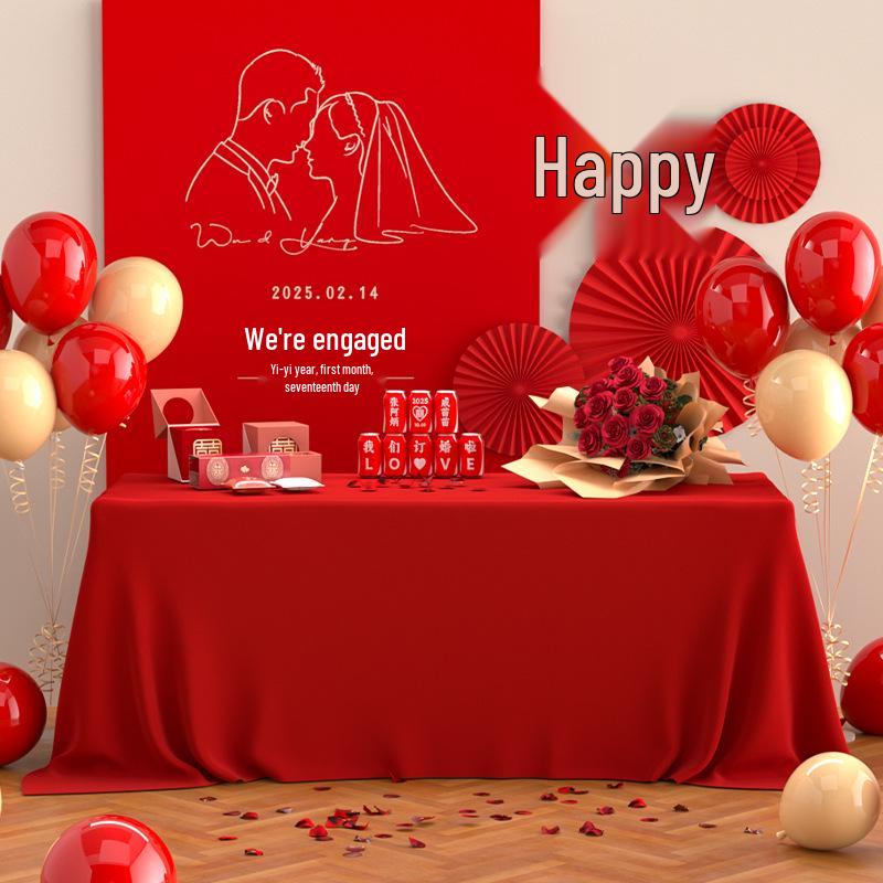 Elegant Gold Velvet Red Event Tablecloth - Perfect for Weddings, Engagements, Meetings, and More