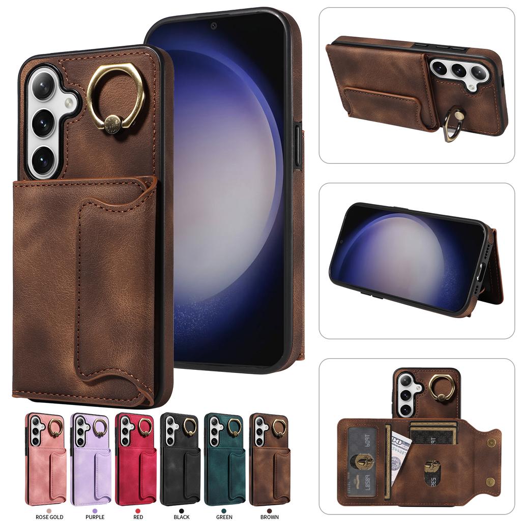 for Samsung Galaxy S24 series.for Samsung Galaxy S24, S24+, S24 Ultra Ring Bracket Card Holder Slots Cover Phone Case