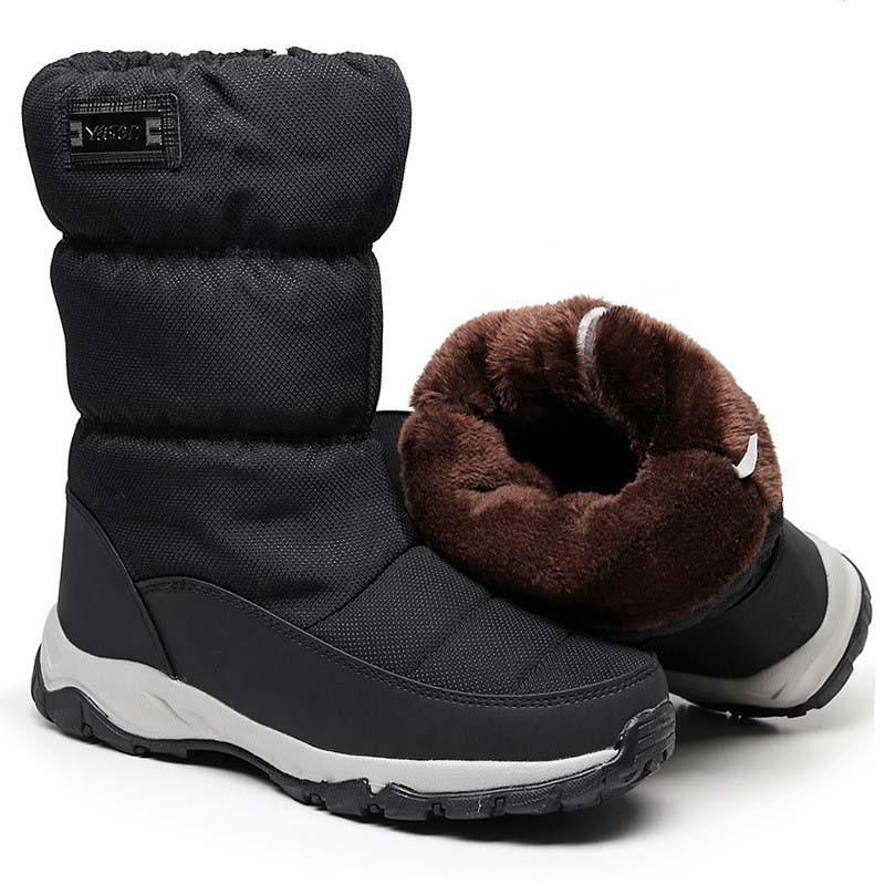 Men's Winter Warm Snow Boots Water Resistant Zipper Faux Fur Lining Mid Calf Ankle Booties Non-Slip Outdoor Walking Hiking Work Boots Shoes for Men