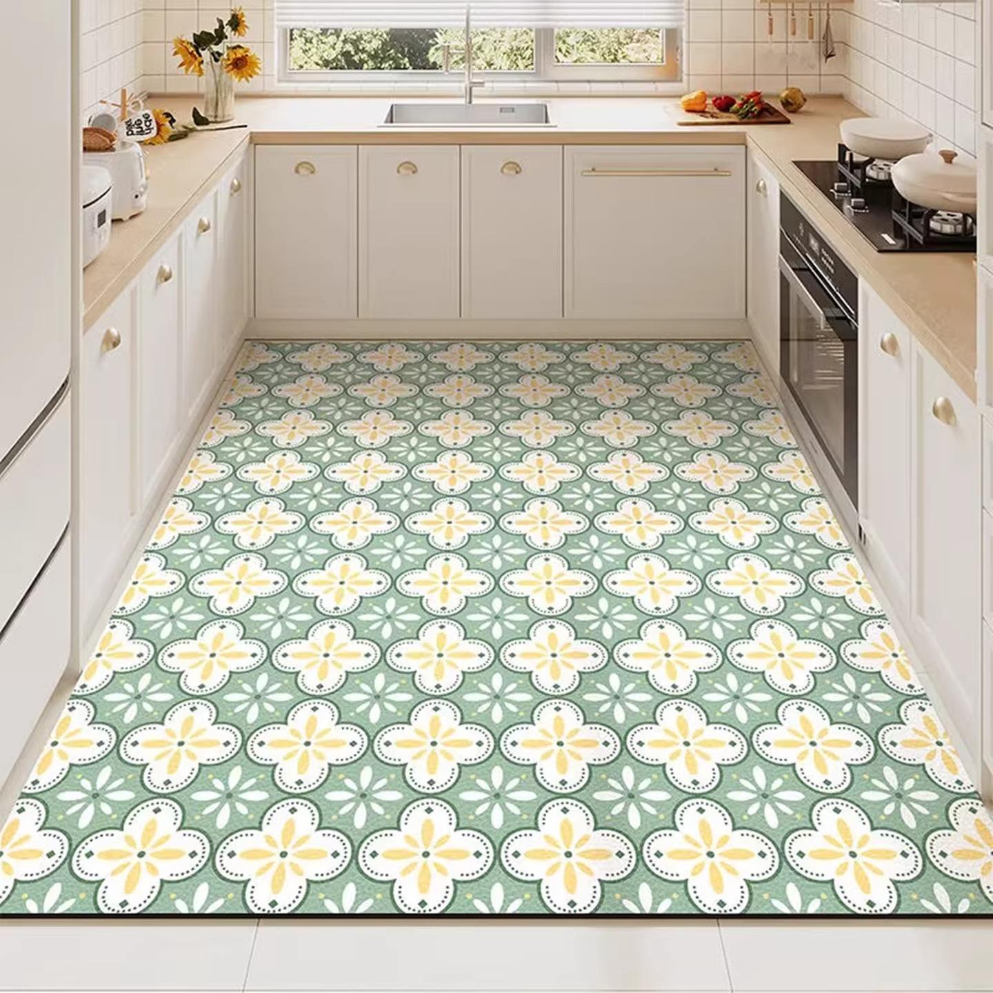 

Alfombra de cocina colorida con lunares,resistente a las manchas de aceite,alfombra de cuero de PVC cortable 40x60cm