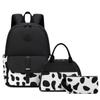Cow Print Backpack for Teenager Girls Cute School Bag with Lunch Bag and Pencil Case Multi Purpose Travel Backpacks for Women