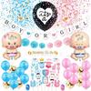Bruiloft Verjaardag Babyborrel Geslachtsonthulling Decoraties Stofblauw Wit Ballonnenboog Slingerset