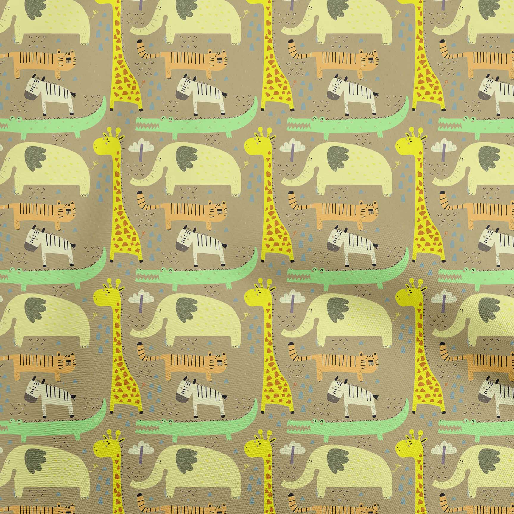 

Тканина oneOone Cotton Flex Baby Blue Fabric Kids Animal Craft Projects Decor Fabric Printed by The Yard 40 дюймів 42InchWide-ViscoseChiffon коричневий