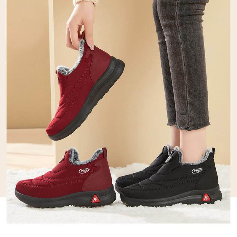 Men's and Women's Plus Size Winter Warm Fur-Lined Snow Boots with Fleece Lining, Ankle Boots, Slip-Resistant Hiking Boots, Cotton Boots