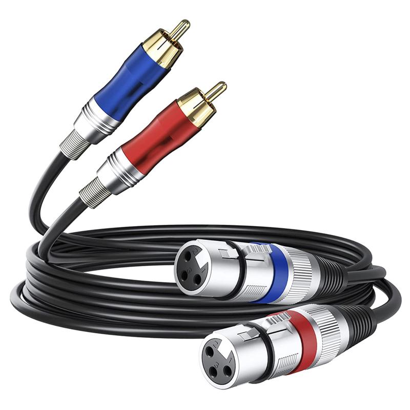 Dual Xlr 3-pin Female To Dual Rca Male Audio Cable Dual Xlr To Dual Rca Plug Patch Cord Connector