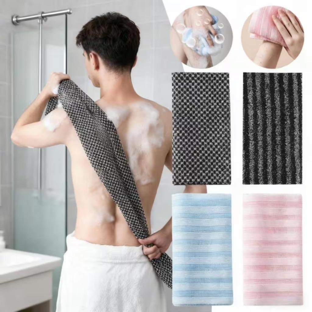 1PC Japanese Exfoliating Washcloth Nylon Back Scrubber Body Scrubber Shower Sponge Bath Towel Brush Deep Cleansing Accessories