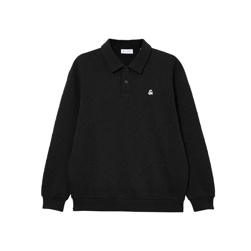 Jack & Jones Men's Textured Jacquard Knit Polo Sweatshirt
