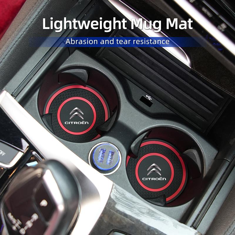 Silicone Double Ring Car Cup Mat Anti-Slip Insert For Citroen C4 C3 C5 C1 C2 Berlingo Celysee Cactus Picasso Aircross Saxo Grand aks256