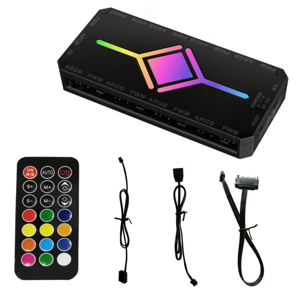 Remote Control PWM Fan Splitter RGB Sync ARGB Controller Portable ARGB Fan Hub  PC Build