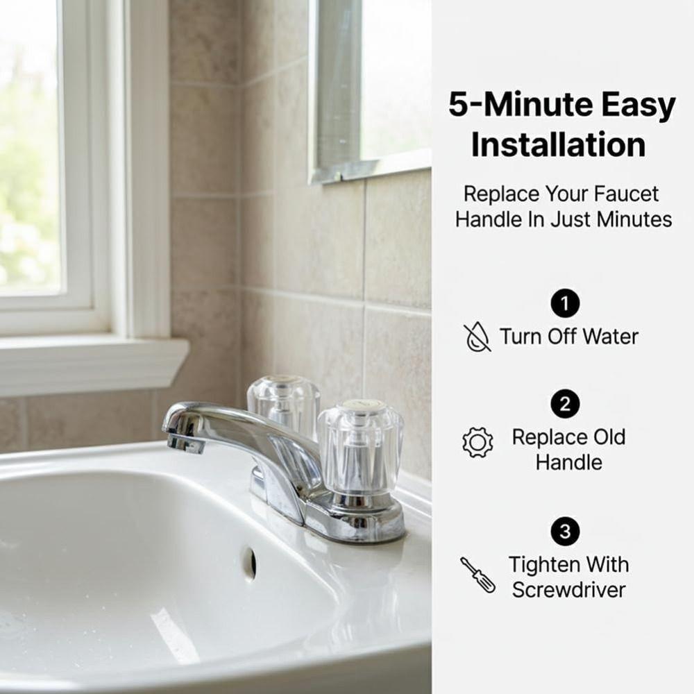 2pcs Durable Faucet Handles Replacement Kit Bathtub Knobs Parts Professional Faucet Knobs  Bathroom