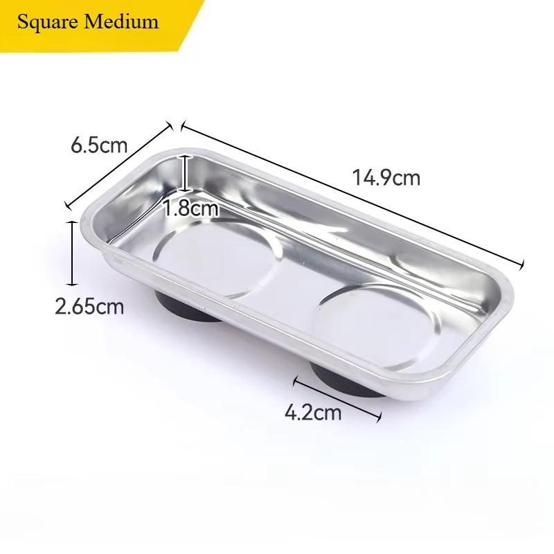 Square Magnetic Bowl Durable Magnetic Stainless Steel Parts Tray Screw Storage Plate Tools Holder Auto Suction Pad Easy Access