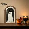 Halloween Spooky Decorative Sign Ghost Wall Decor, Cute Table Sign, Vintage Arch Framed Fall Season Accent Picture, Art for Mantel Living Room Bedroom