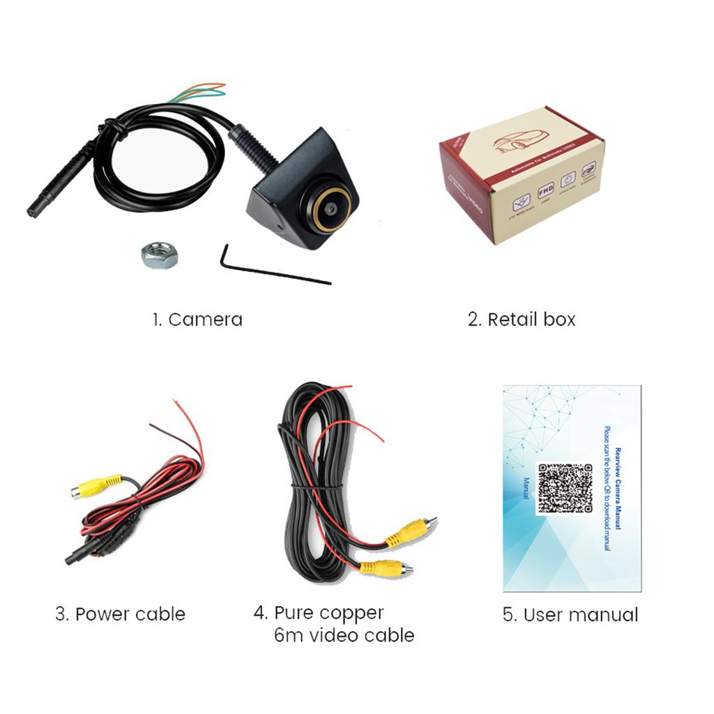 Car Backup Front View Camera 170 Degrees  Wide Angle Fisheye 1080P Night Vision Rear View Camera 360  Degrees