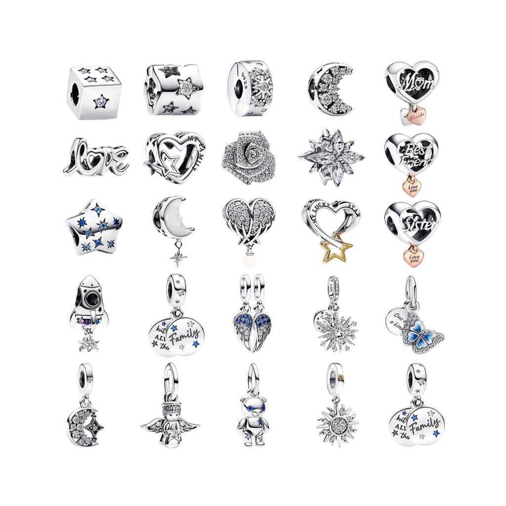 Original Copper Moon Star Rose Heart Bear Snowflake Angel Charm Bead For Diy Bracelet Necklace Women Jewellery Gift