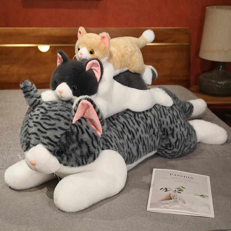 

New Cute Simulation Cat Plush Toys Soft Stuffed 4 Colour Kitten Model Fake Cat Realist Animals Kids Girls Valentine s Day Gift 50cm сірий колір