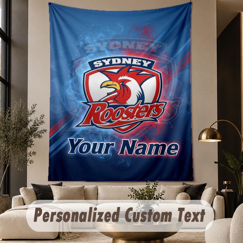Custom Text Tapestry Sydney Roosters Print Wall Tapestry Indoor Living Room Wall Decor