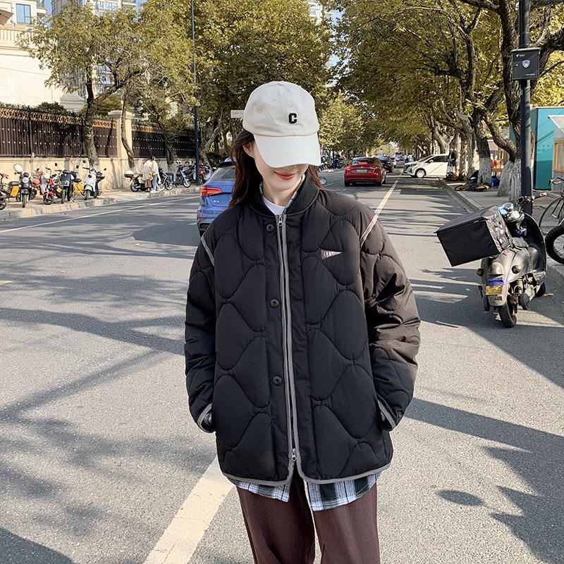 

Winter student diamond plaid down cotton jacket women s 2025 new autumn and winter jacket, Korean niche padded cotton jacket, padded jacket M чёрный