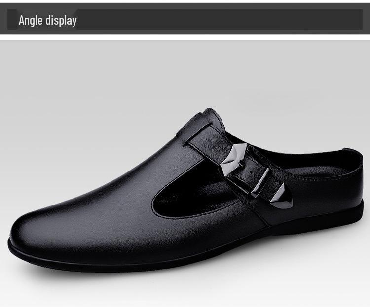 Men's Retro British Style Slip-on Plus Size Leather Shoes - Closed-toe Casual Flats for Outdoor Wear