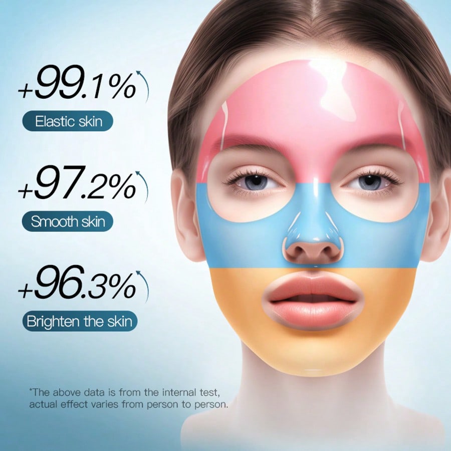 1/3/5/10PCS Collagen Three-Color Rainbow Mask, Cherry Blossom Hyaluronic Acid Mask,Moisturizes Dry,D