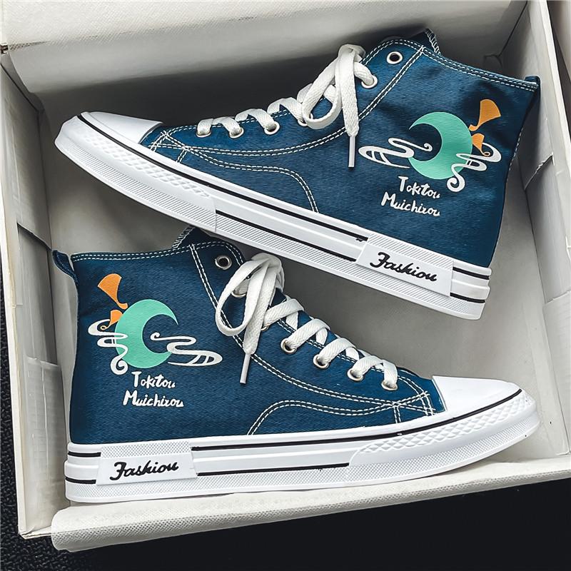 

Canvas shoes men s 2025 new summer breathable sports and leisure high-top flat baseplate shoes youth versatile trendy shoes 39