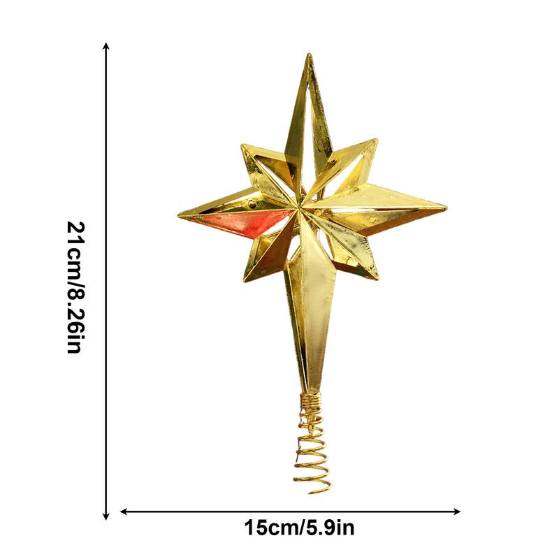 Portable Christmas Golden Tree Top Decoration Golden Star Christmas Tree Top Decoration for Home Holiday Party Decoration