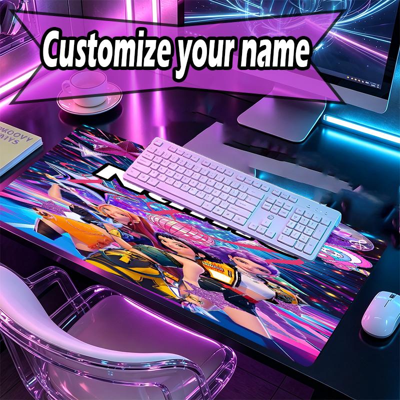 Custom Name Personalized KPop Hunters Pattern Mousepad, Laptop PC Desk Mat, Decorative Desk Mat for Home Keyboard Pad Gift