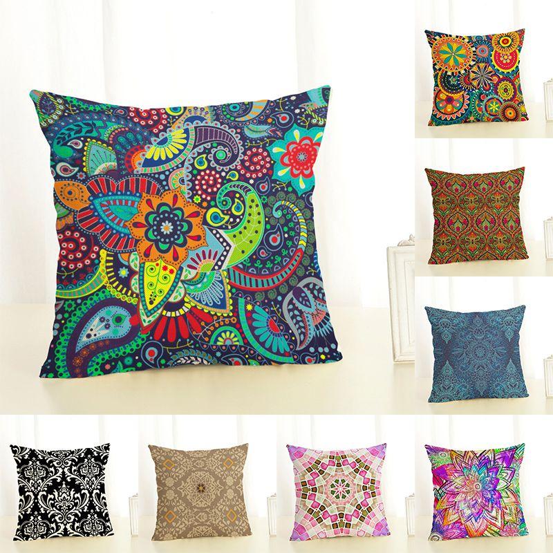 Premium Geometry Painting Pillow Case New Case 45*45 Cotton Linen Throw Pillows