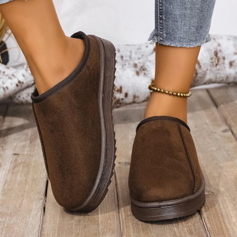 

Вельветовые утолщенные тапочки большого размера на плоской подошве для женщин, новинка осени и зимы, с закрытым носком и хлопковые тапочки для женщин 44 коричневый