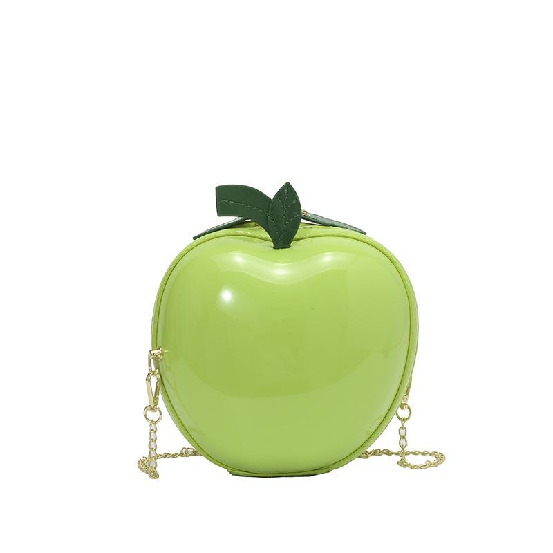 

Creative Small Crossbody Single Shoulder Bag Spring Summer New Style Apple Shape PU Leather Polyester Lining Zipper Closure зелёный