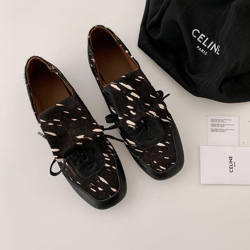 Новая всесезонная повседневная одинарная обувь женская с круглым носком на низком каблуке нескользящая мягкая подошва ленивая обувь кожаная удобная мягкая овчина женская обувь 34