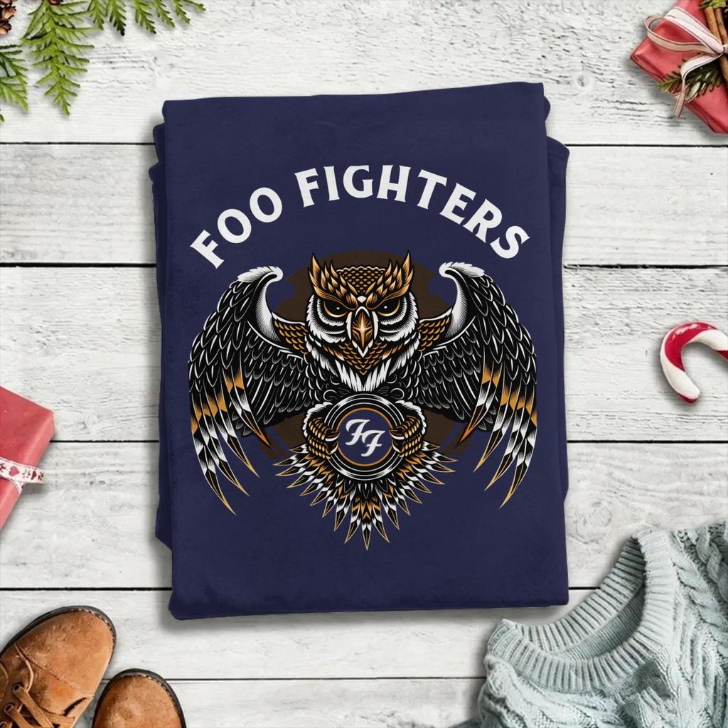 Vintage TShirt Summer Foo Fighters Owl Hip Hop T Shirts Pure Cotton Tshirt for Unisexs Y2K Casual Big Size Short Sleeve Clothes