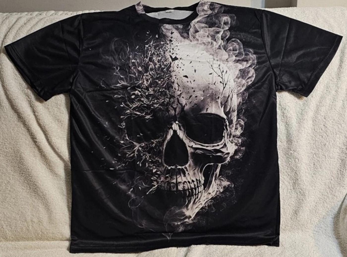 

SKULL SMOKE FIRE SCARY HORROR NIGHTMARE T-shirt 4XL