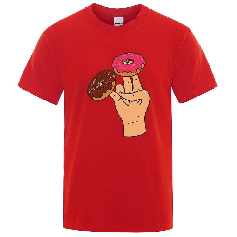Two Donuts Are Needed Every Day Printed T-Shirts Men Casual Loose Clothing Oversized Summer Tops Cotton Hip Hop Harajuku Tshirts