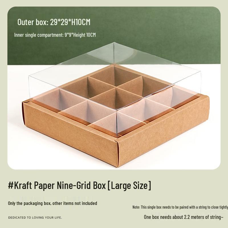 Large Nine-Grid Disposable Kraft Picnic Box