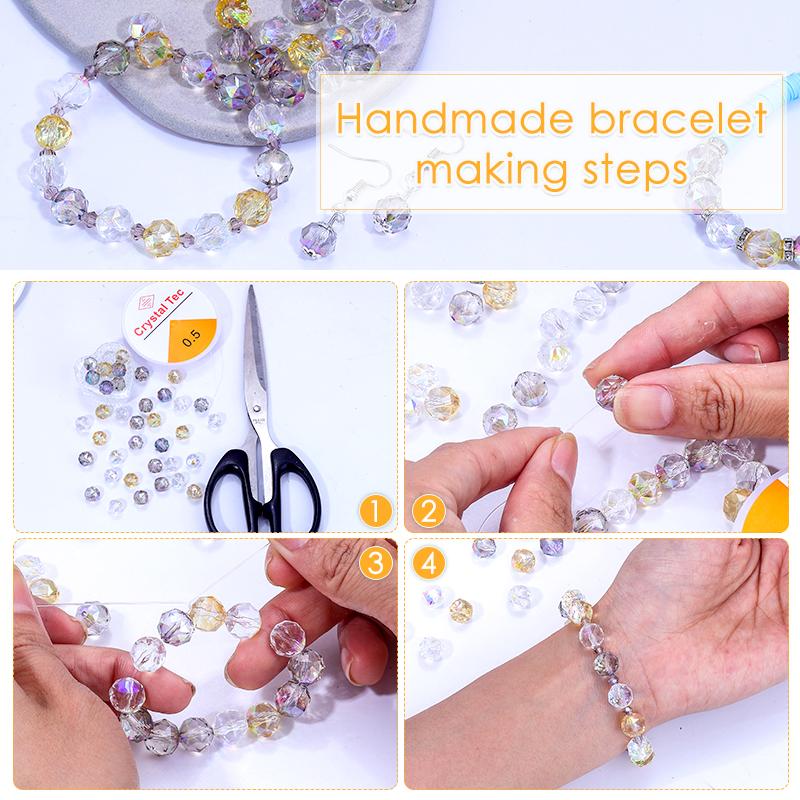 8mm/10mm Transparent Austria Crystal Glass Beads Roundle Spacer Loose Bead for DIY Bracelet Necklace Jewelry Making Accessories