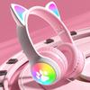 Active Noise Cancelling Wireless Bluetooth-compatible Cats  Ear Headphones Led Foldable Earphones TF Card Support