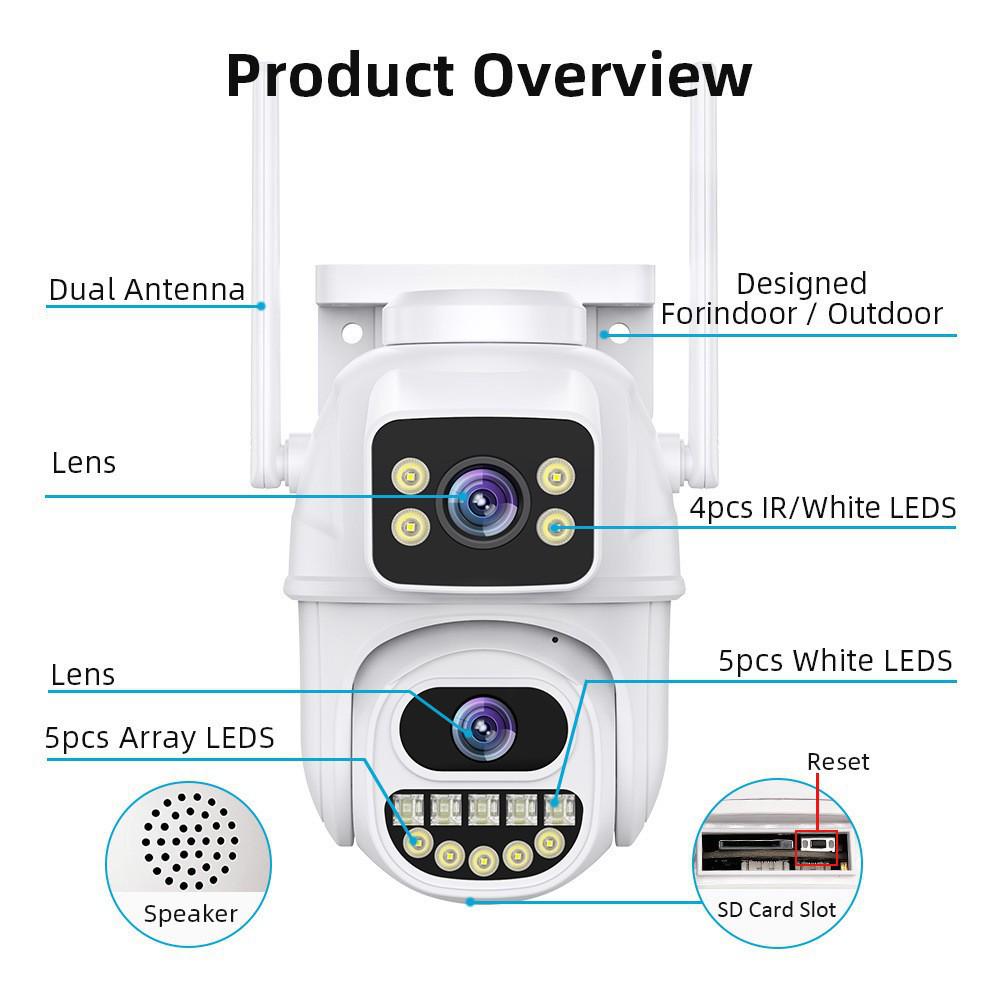 iCSee Dual-Lens Wireless WiFi Camera with HD Color Night Vision & Mobile Remote Outdoor Monitoring