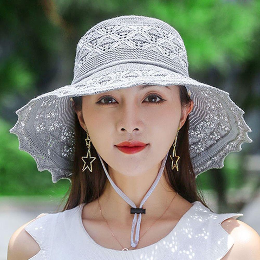 

Wide Brim Beach Cap Bowknot Panama Cap Breathable Straw Hat Women сірий