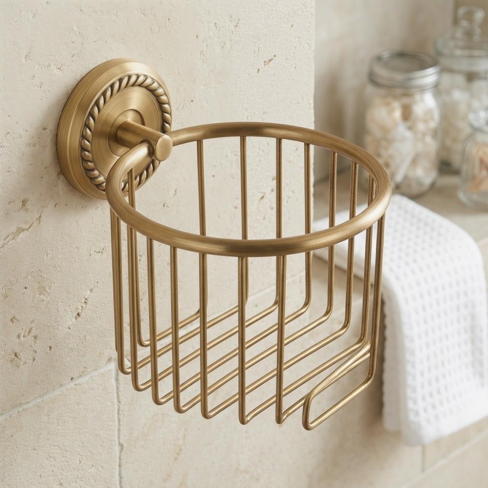 Copper Toilet Paper Rack Hollow Out Tissue Roll Basket Tissue Dispenser Home Apartment Dorm