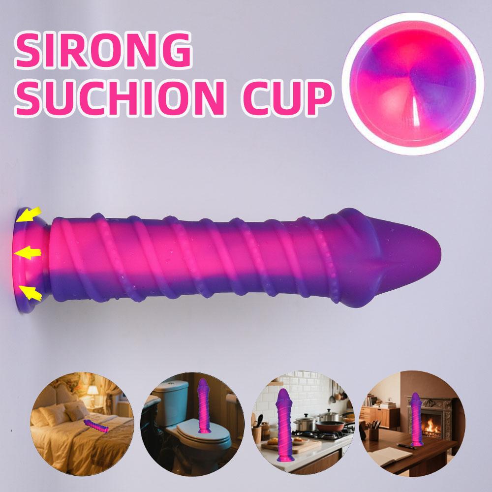 Suction Cup Dildo for Women, Liquid Silicone Soft Realistic Penis, Spiral Veins G-Spot Clitoral Stimulator, Adult Sex Toy for Solo/Couples