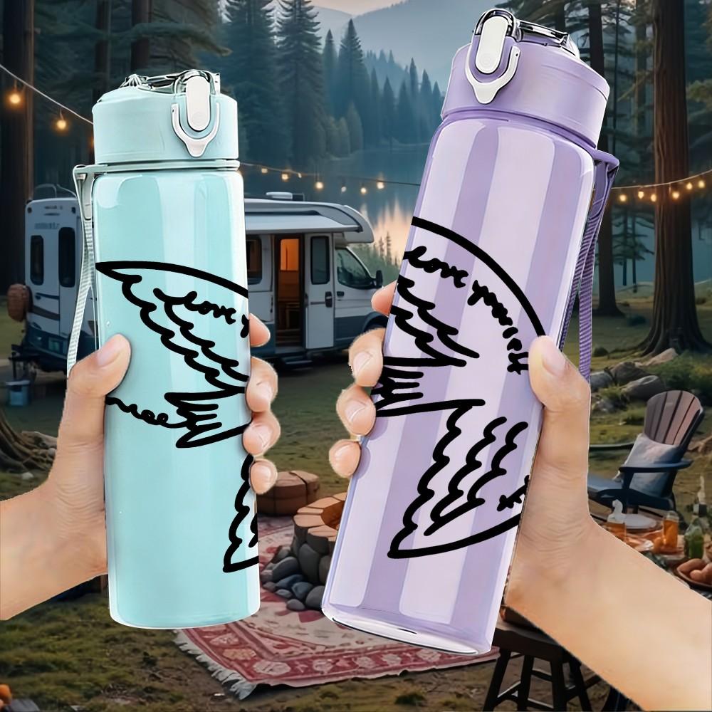 1PC Swallow Bird Love Heart Art 750ml Color Plastic Sports Water Bottle Leakproof Flip Straw Lid Suitable for Sports Office Home Use