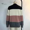 Crew Neck Women Sweater Knitting Tops Round Long Sleeve Color Blocked Knitted Tummy Cover Pullover Loose Hem H-Shaped Warm Casual Daily Wear H-shaped